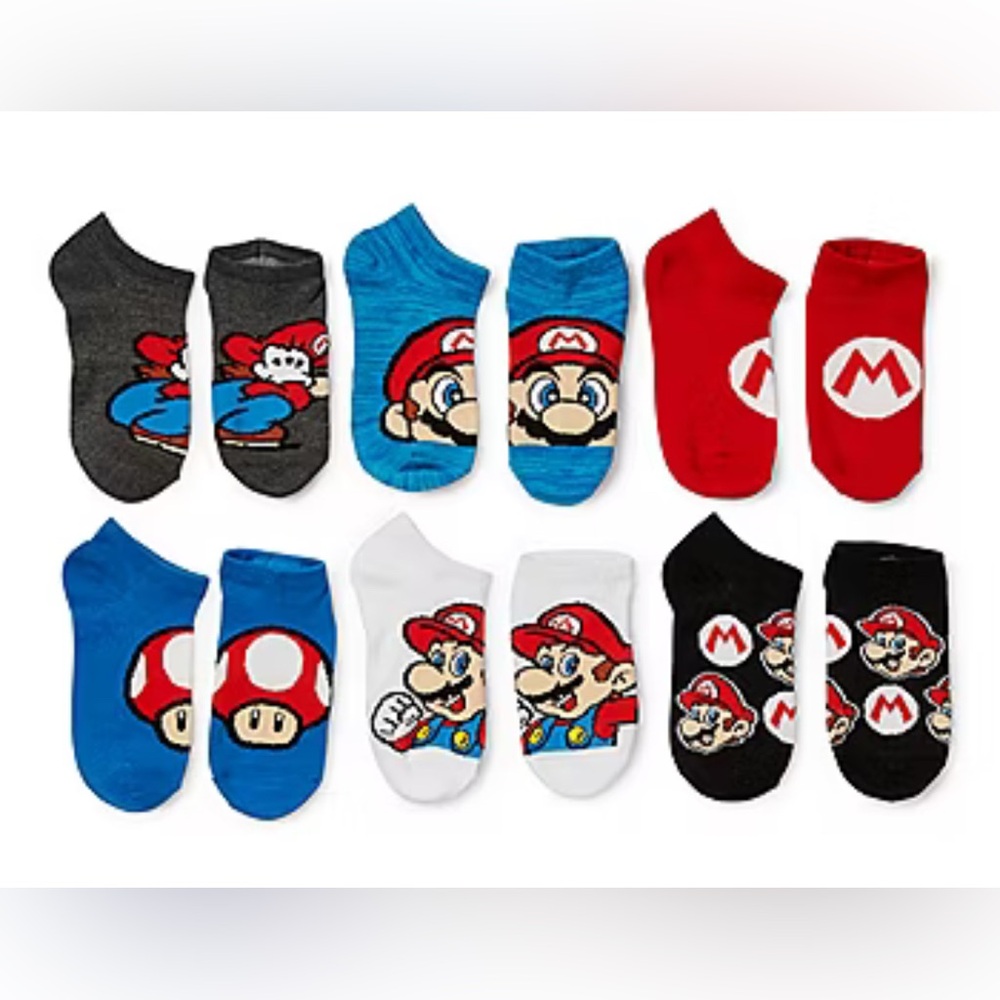 Nintendo Super Mario No-Show Sock Set – 6 pairs